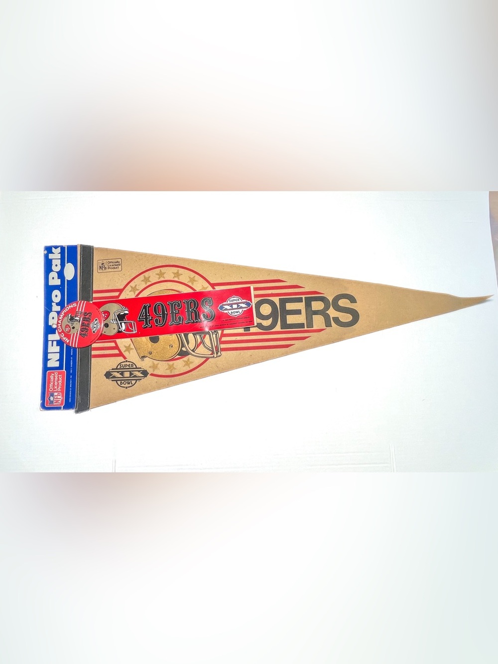 Vintage 1989 San Francisco 49ers NFL Pro Pak Complete Pennant Button Sticker Set